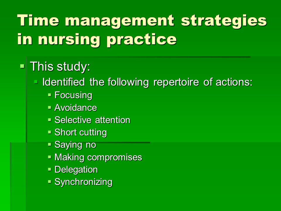 Time management of nurse managers